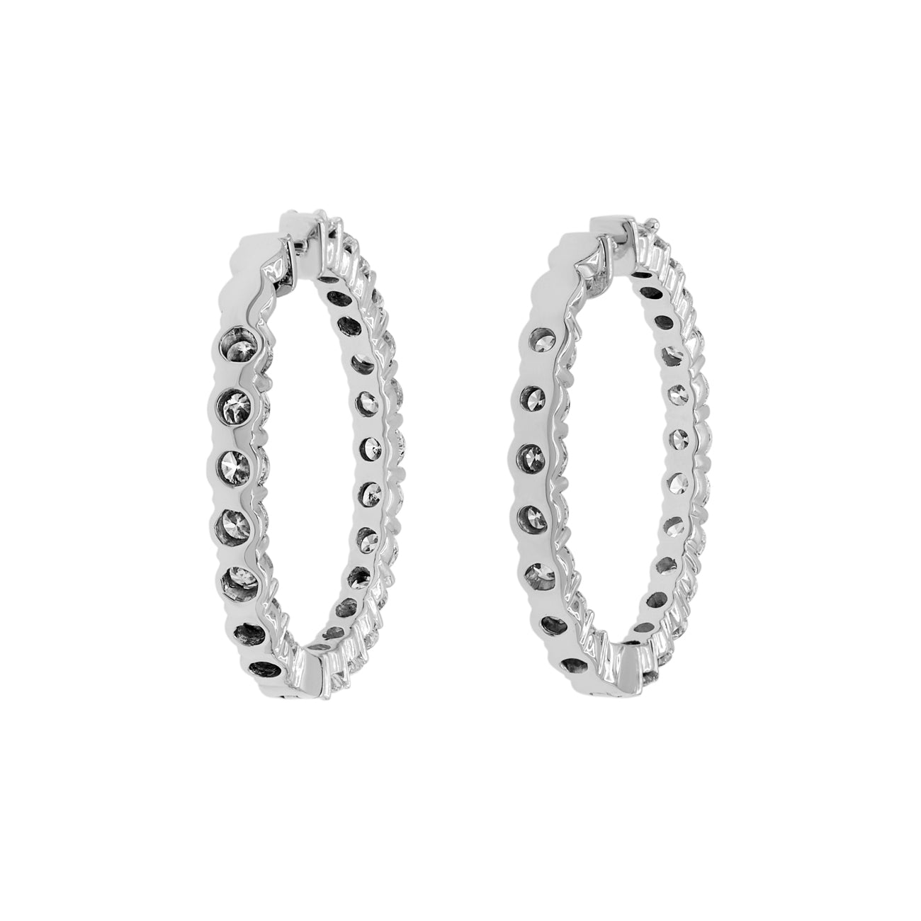 Exclusive 14K White Gold 8.00 Carat Diamond Hoop Earrings — Side View
