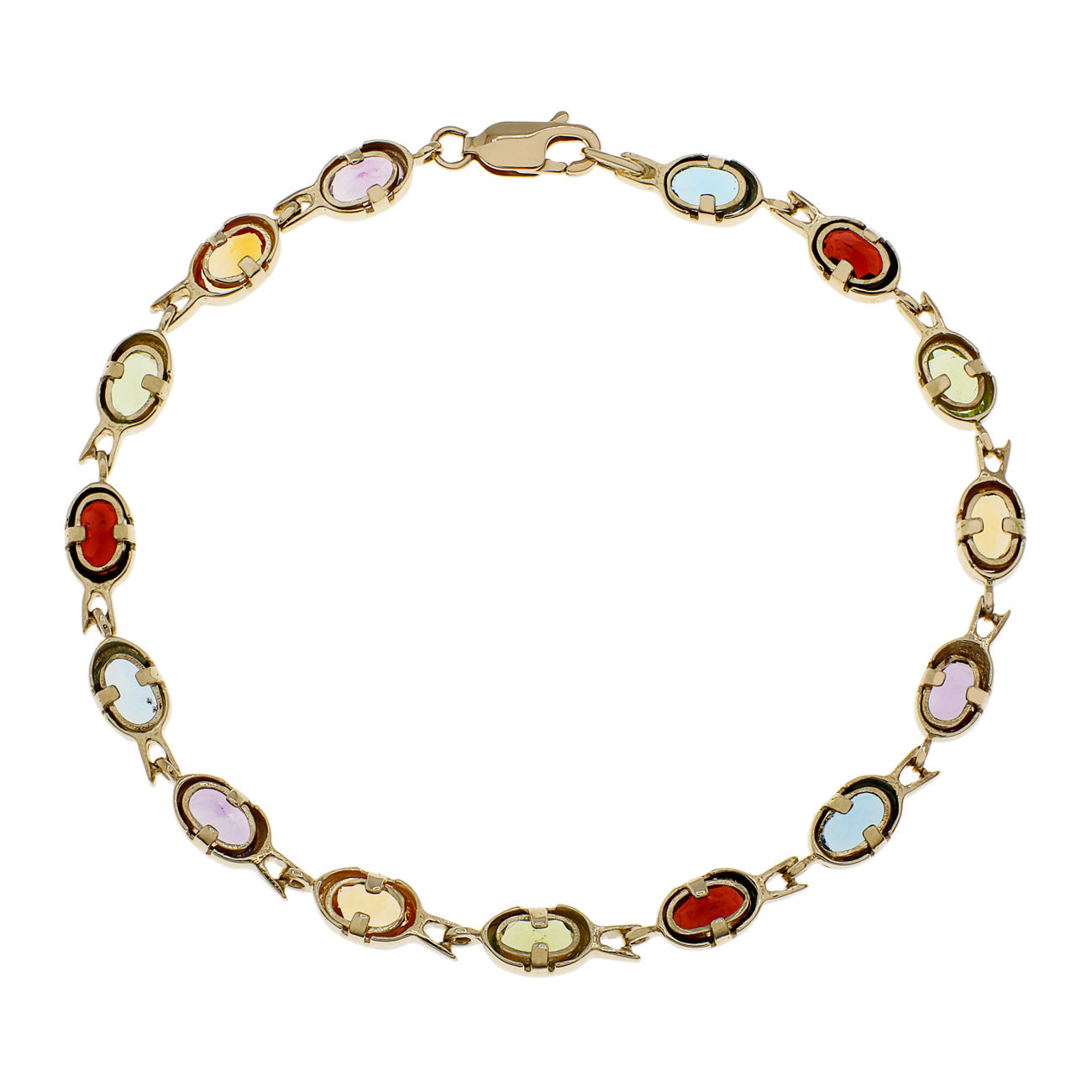 Exclusive 14K Yellow Gold Multi Gemstone Bracelet — Side View