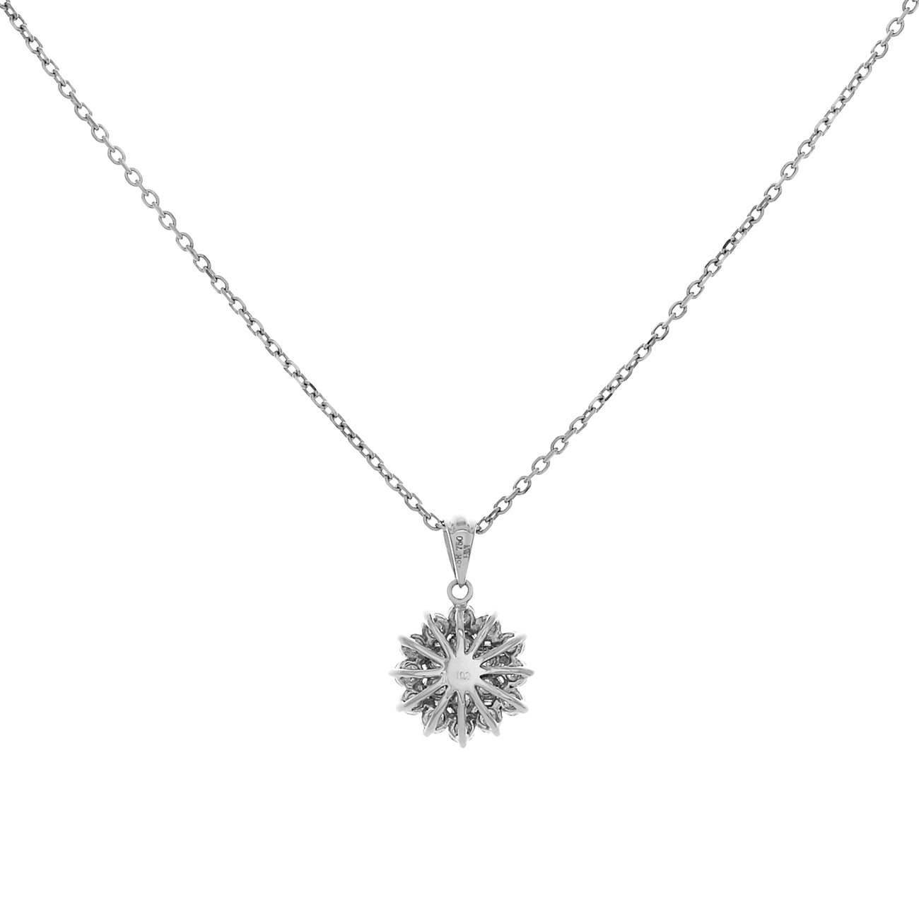 Exclusive 18K White Gold 1.02 Carat Cluster Diamond Pendant — Side View