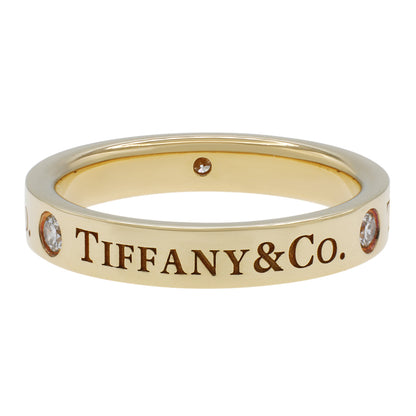 Exclusive Tiffany & Co 18K Yellow Gold Diamond 3mm Band Ring — Side View