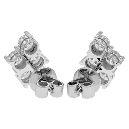 Exclusive 14K White Gold 1.60 Carat Quatrefoil Cluster Diamond Earrings — Side View