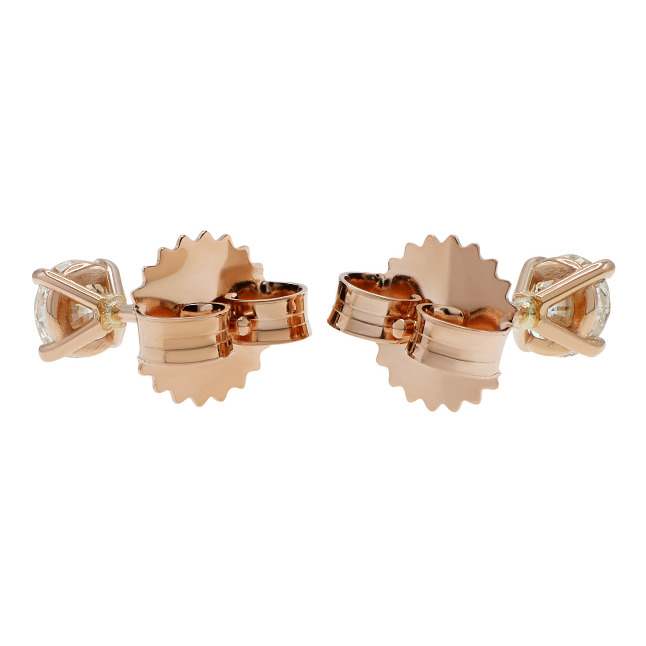 Exclusive 14K Rose Gold 0.48 Carat Diamond Stud Earrings — Side View