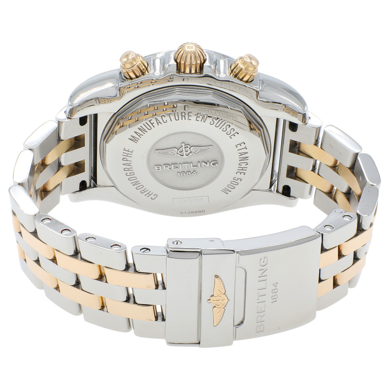 Exclusive Breitling Stainless Steel 18K Rose Gold Chronomat 44 IB0110 — Side View