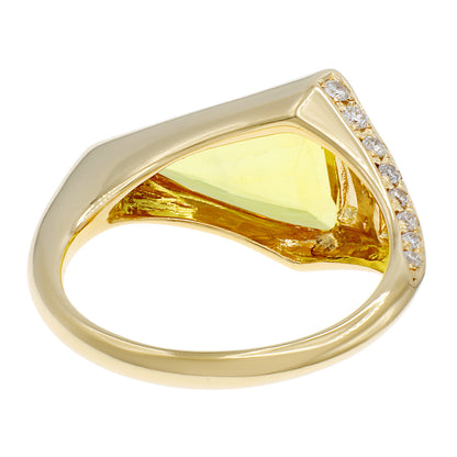 Exclusive 18K Yellow Gold 2.55 Carat Triangular Yellow Sapphire Ring — 4.25 — Side View