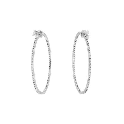Exclusive 18K White Gold 2.76 Carat Diamond Hoop Earrings — Side View