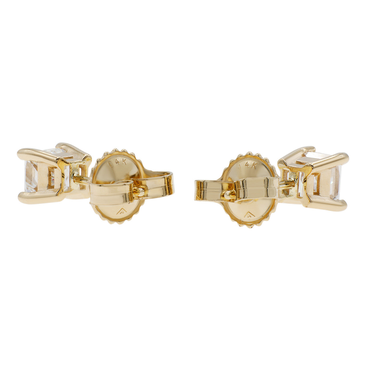 Exclusive 14K Yellow Gold 0.96 Carat Diamond Stud Earrings — Back View