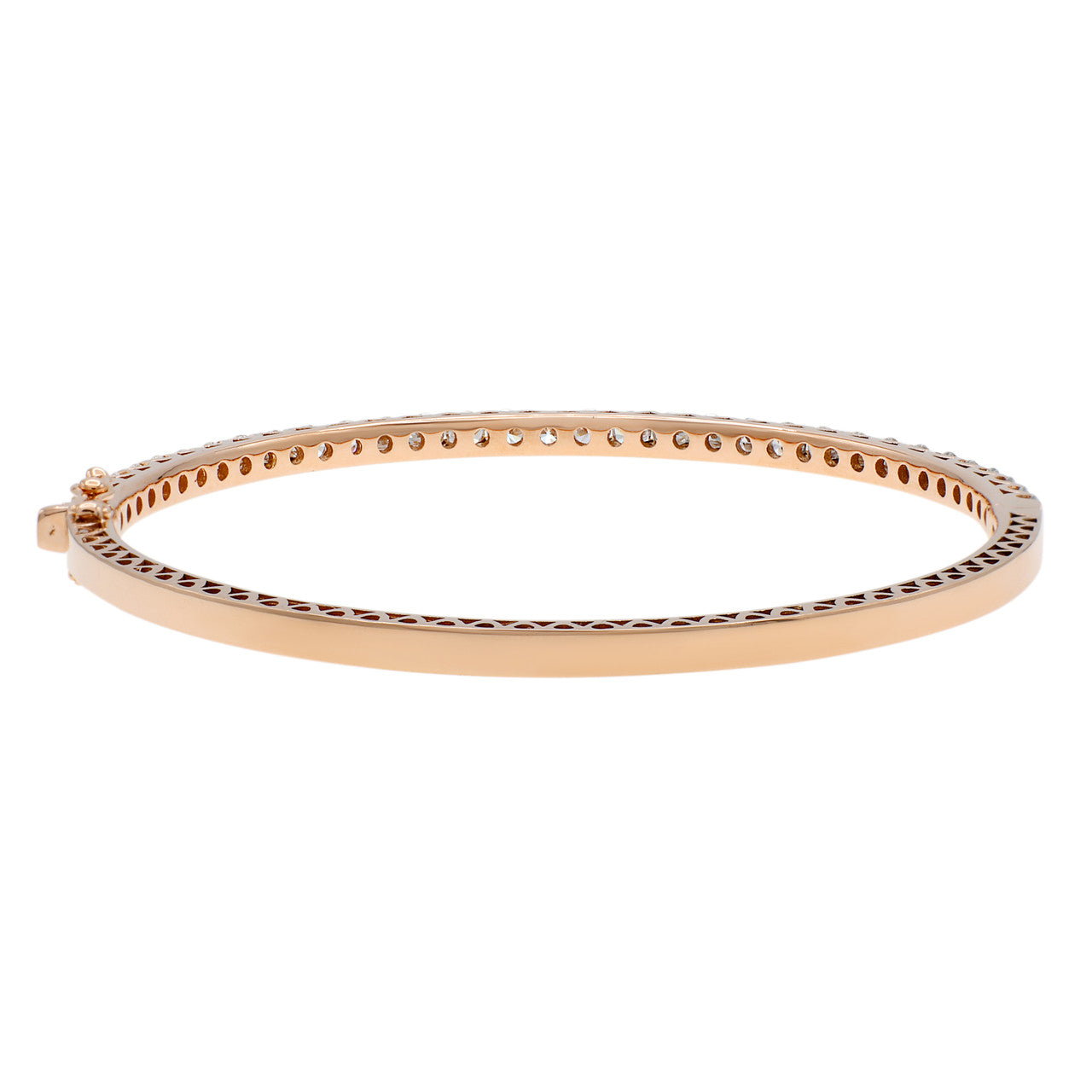 Exclusive 18K Rose Gold 3.10 Carat Diamond Bangle — Side View