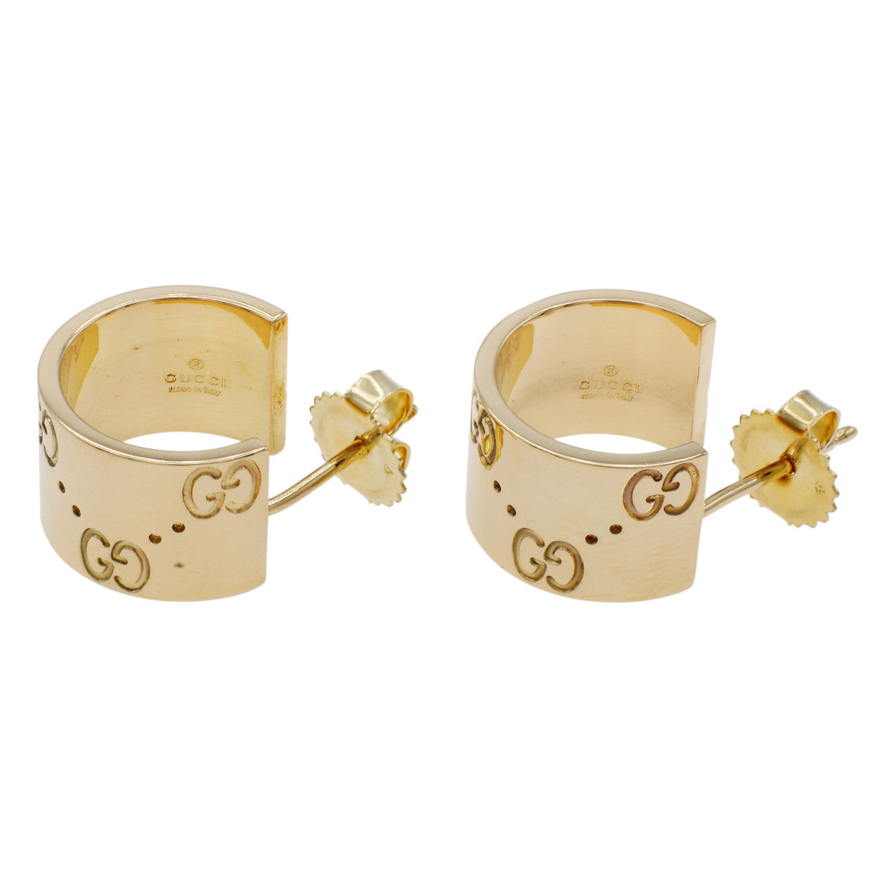 Exclusive Gucci 18K Yellow Gold Icon Hoop Earrings — Back View