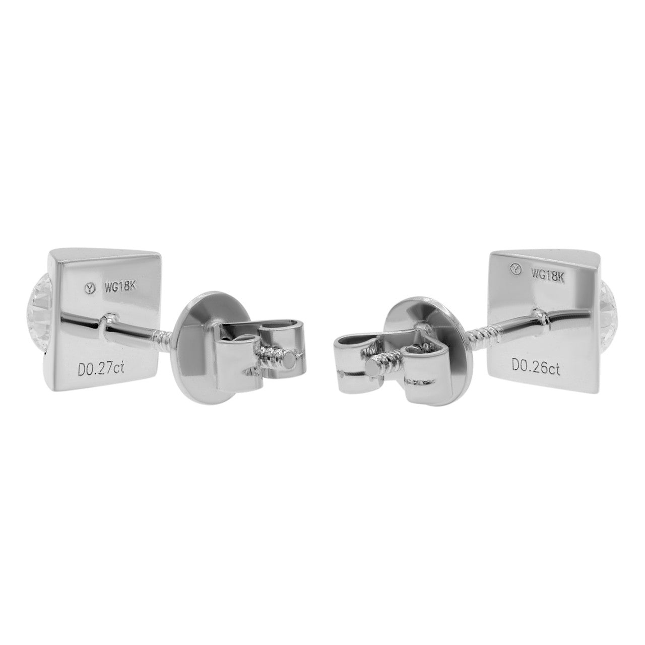 Exclusive 18K White Gold 0.53 Carat Diamond Stud Earrings — Back View