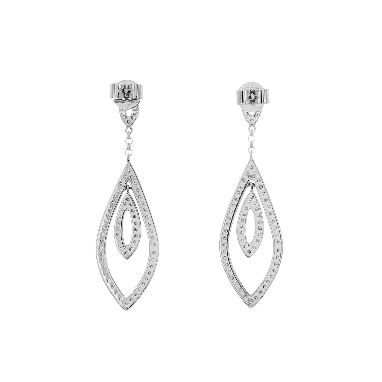 Exclusive 18K White Gold 0.70 Carat Diamond Drop Earrings — Side View
