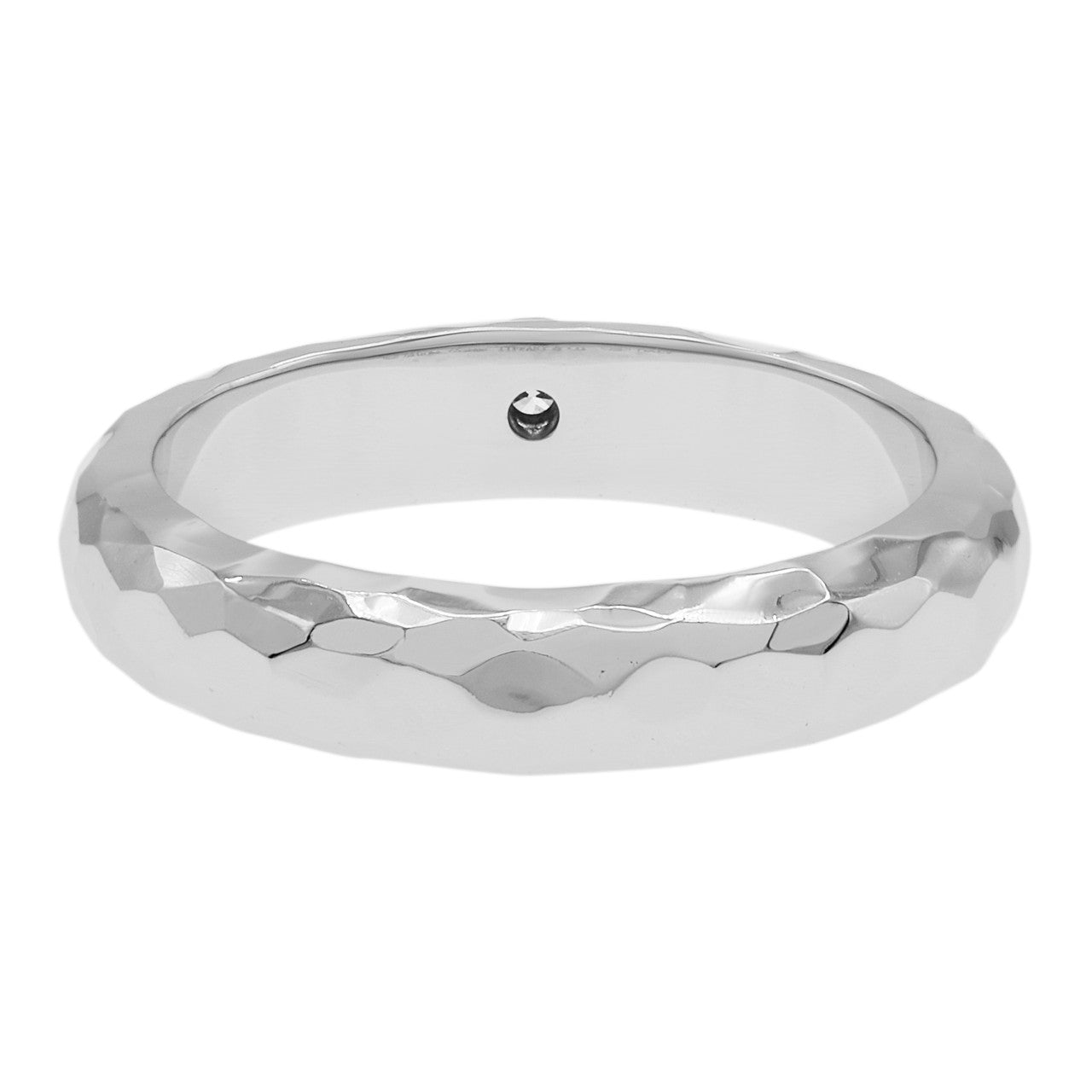 Exclusive Tiffany & Co. 18K White Gold Paloma Picasso Hammered Solitaire Ring — Side View