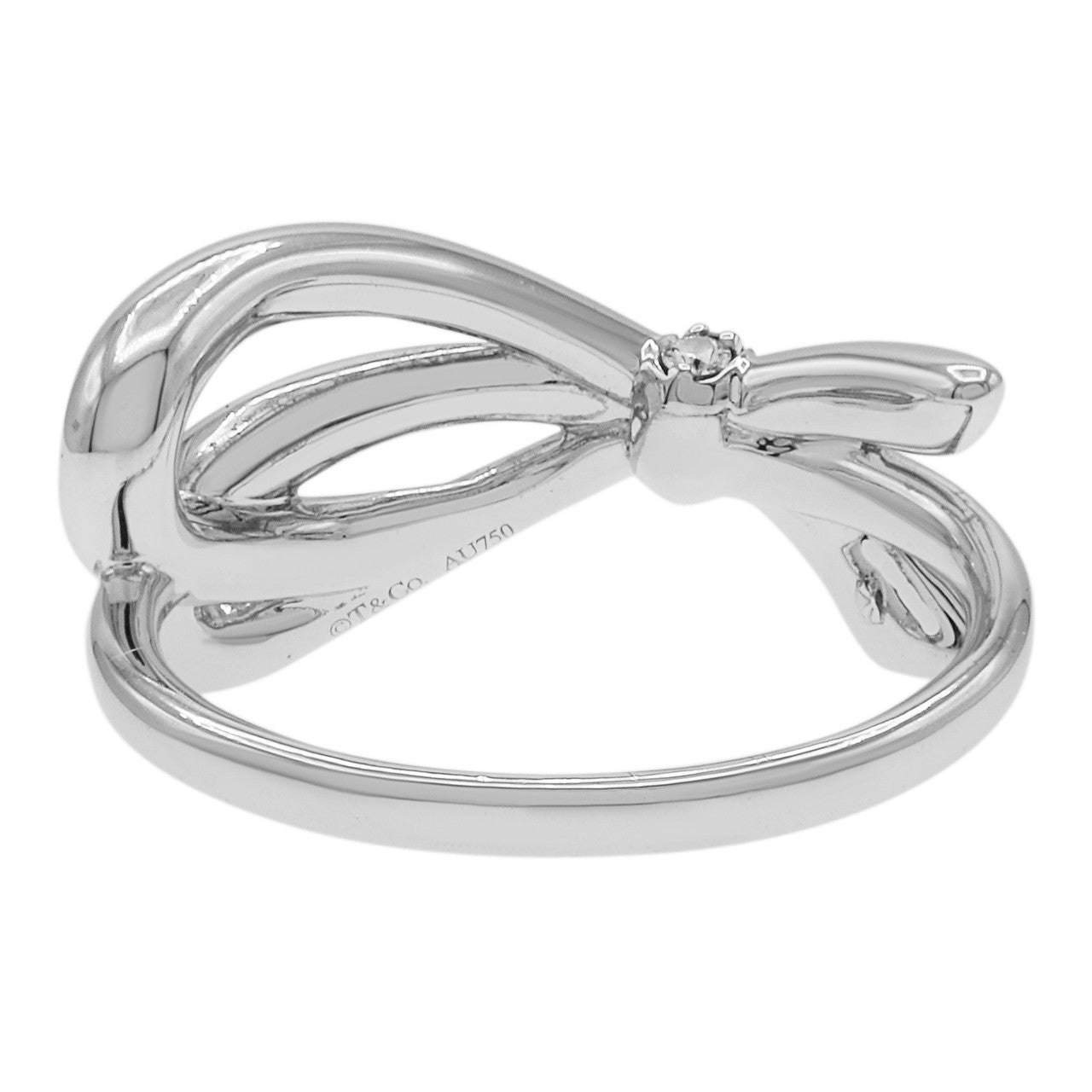 Exclusive Tiffany & Co. 18K White Gold Diamond Bow Ring — Side View