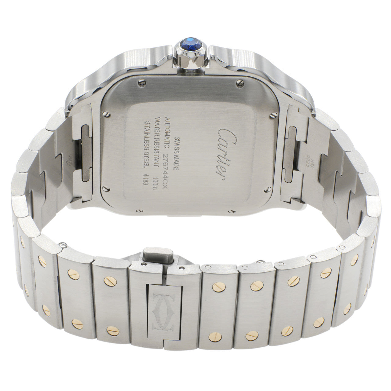 Exclusive Cartier Stainless Steel 18K Yellow Gold Santos Chronograph W2SA0008 — Side View
