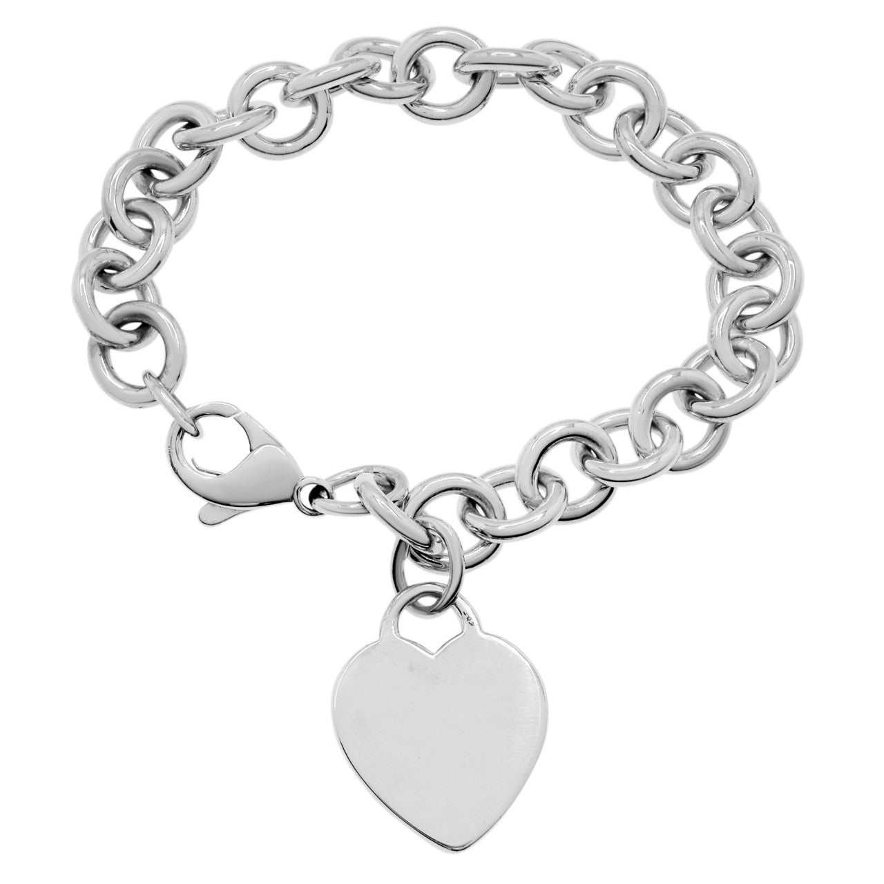 Exclusive Tiffany & Co. Sterling Silver Heart Tag Charm   Bracelet — Side View
