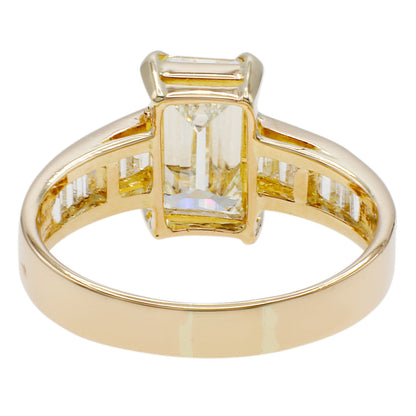 Exclusive 14K Yellow Gold 1.85 Carat Emerald Diamond Ring — 4.5 — Back View
