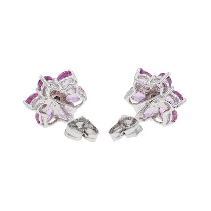 Exclusive 18K White Gold 3.12 Carat Pink Sapphire Diamond Earrings — Back View