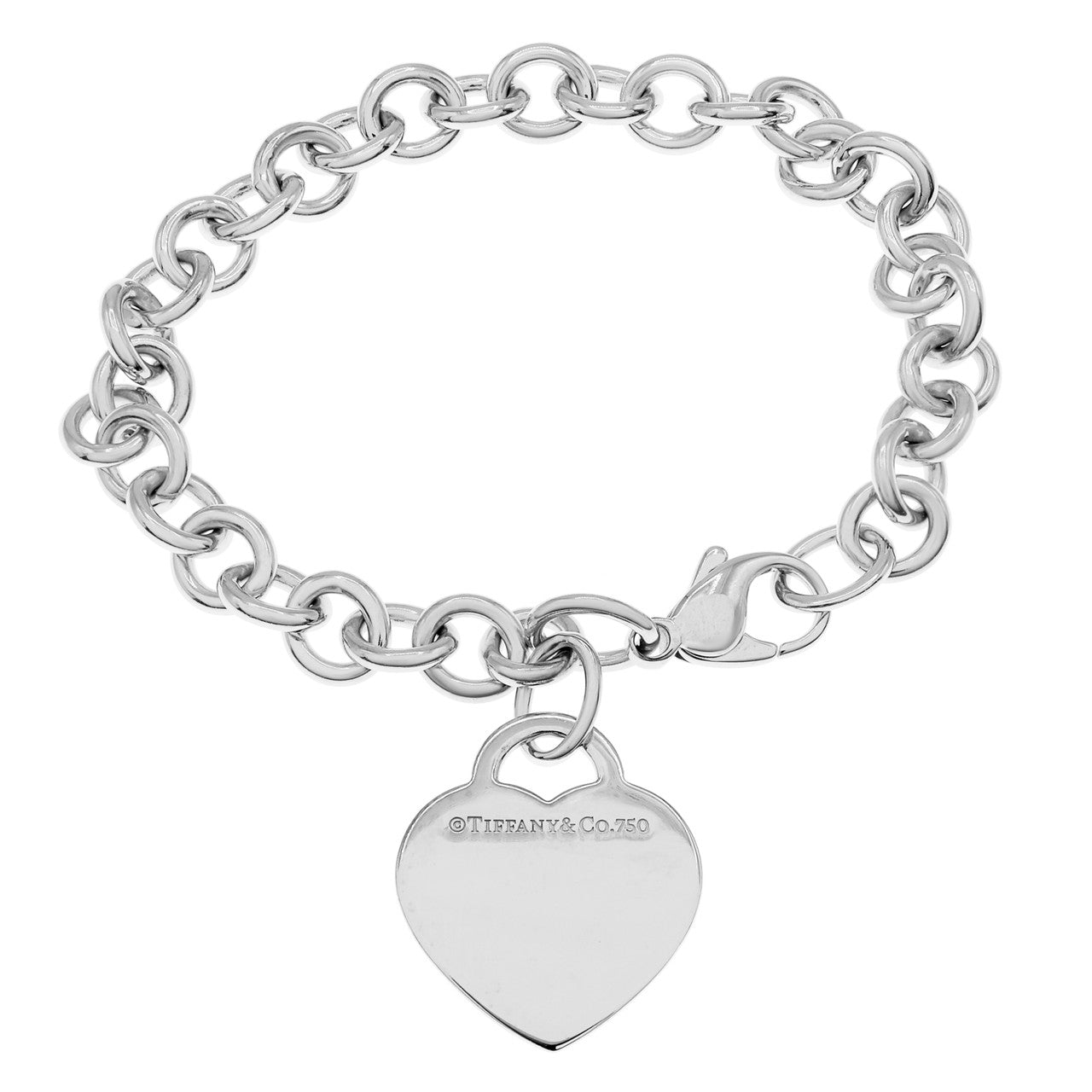 Exclusive Tiffany & Co. 18K White Gold & Diamond Heart Tag Bracelet — Side View