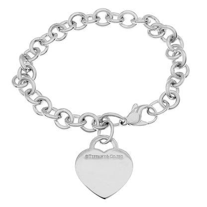 Exclusive Tiffany & Co. 18K White Gold & Diamond Heart Tag Bracelet — Side View