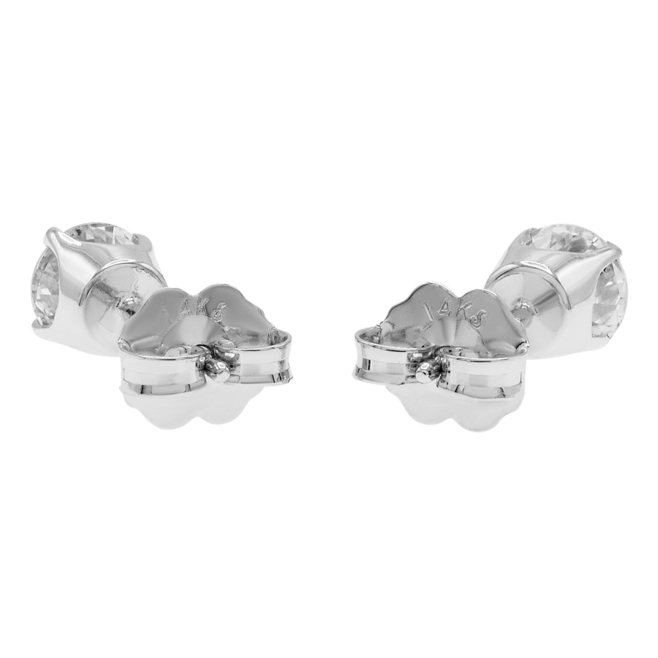 Exclusive 14K White Gold 0.85 Carat Diamond Stud Earrings — Side View