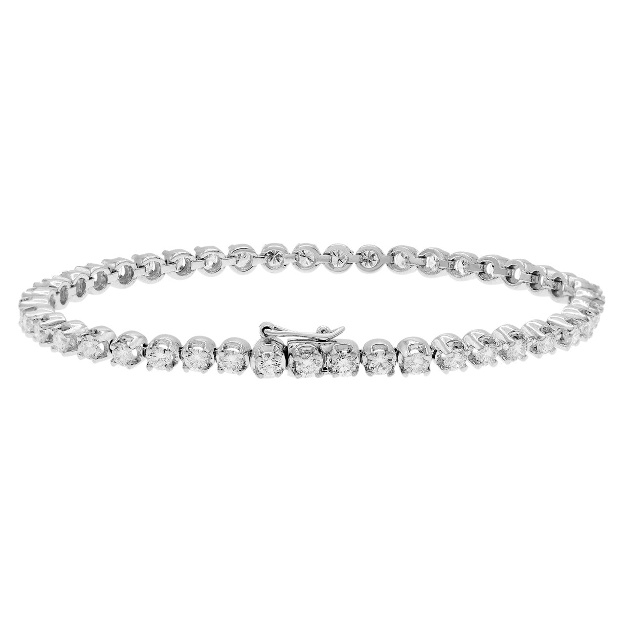 Exclusive 18K White Gold 3.50 Carat Diamond Tennis Bracelet — Back View