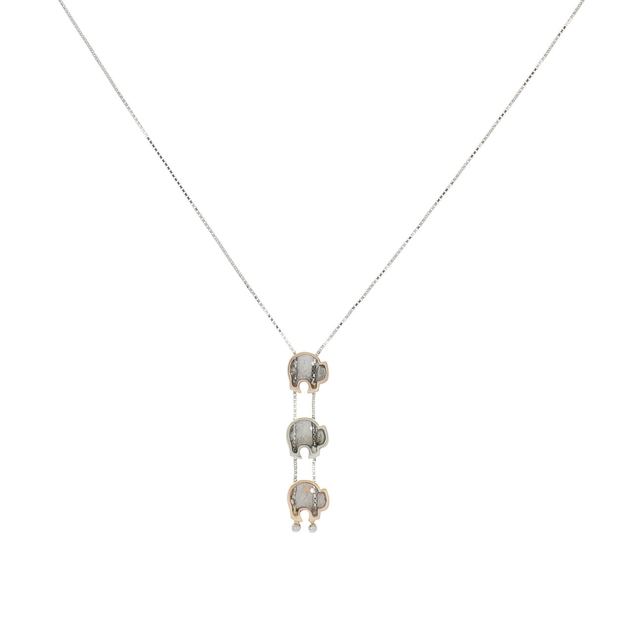 Exclusive 18K White & Rose Gold Elephant Necklace — Side View