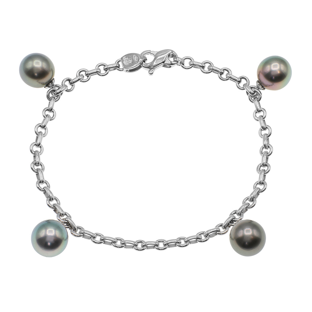 Exclusive 18K White Gold Tahitian Black Pearl Bracelet — Side View