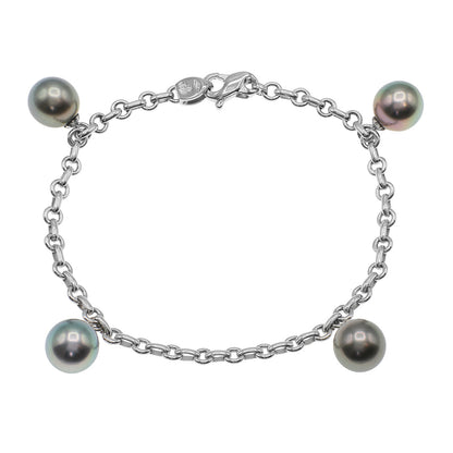 Exclusive 18K White Gold Tahitian Black Pearl Bracelet — Side View