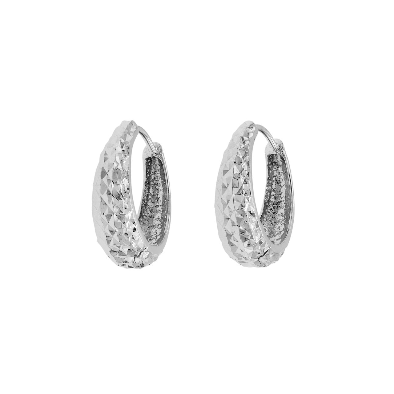 Exclusive 18K White Gold Hoop Earrings — Front View