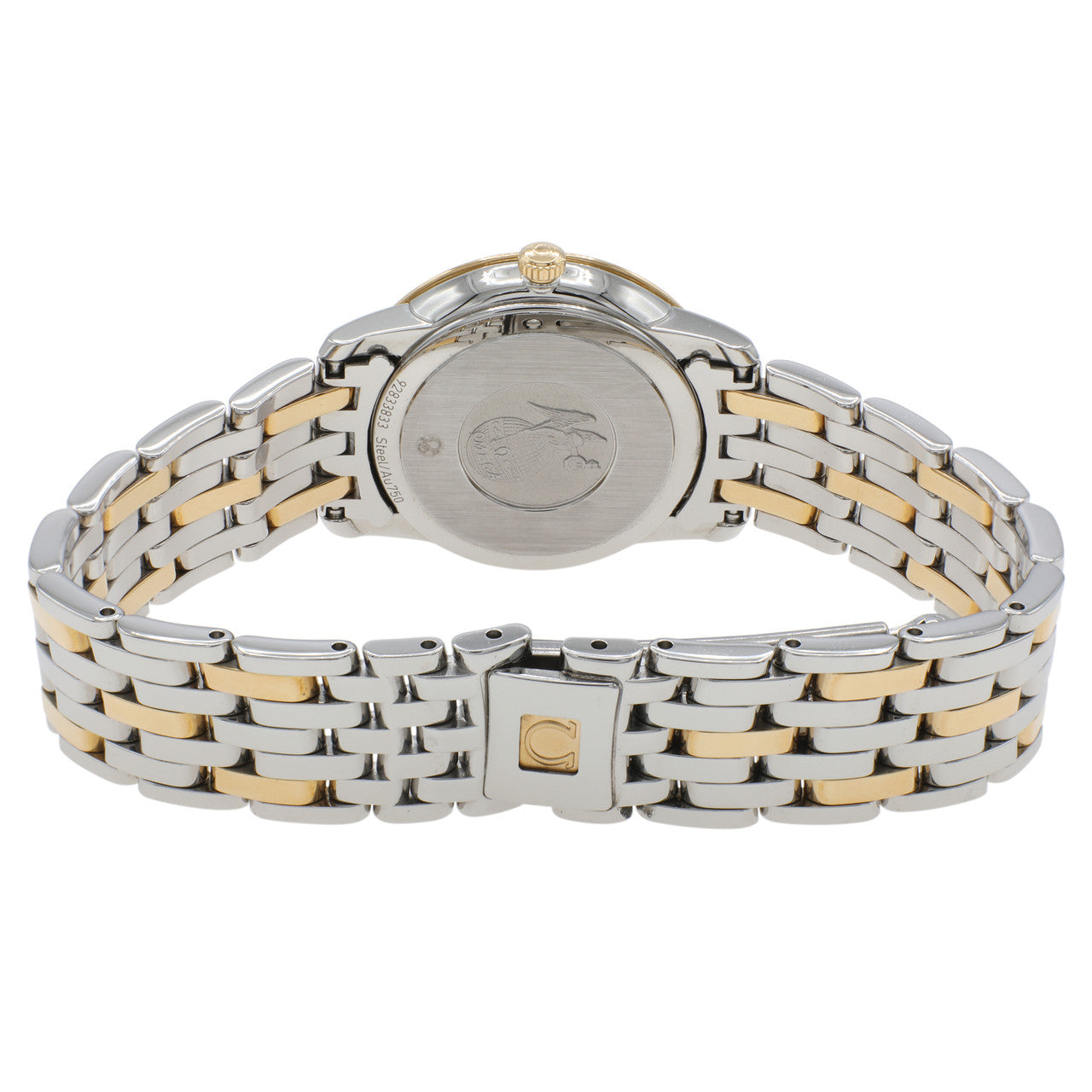 Exclusive Omega Stainless Steel 18K Yellow Gold De Ville Prestige Quartz 424.20.27.60.58.004 — Side View