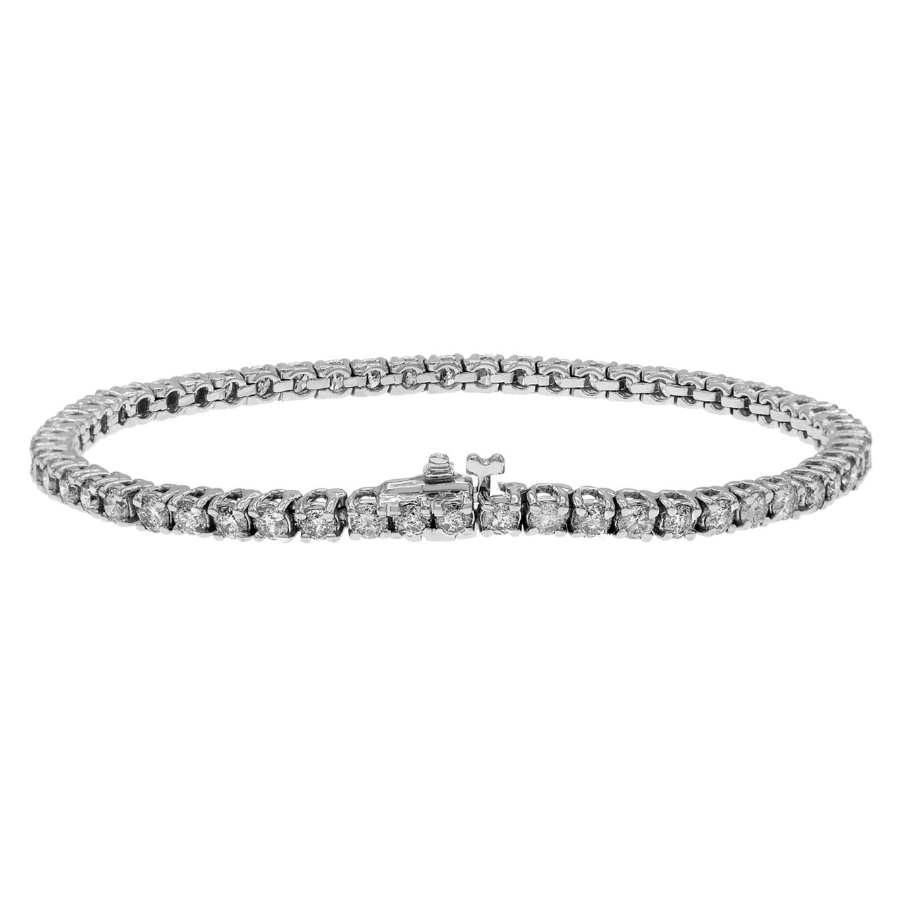 Exclusive 14K White Gold 6.56 Carat Tennis Bracelet — Side View