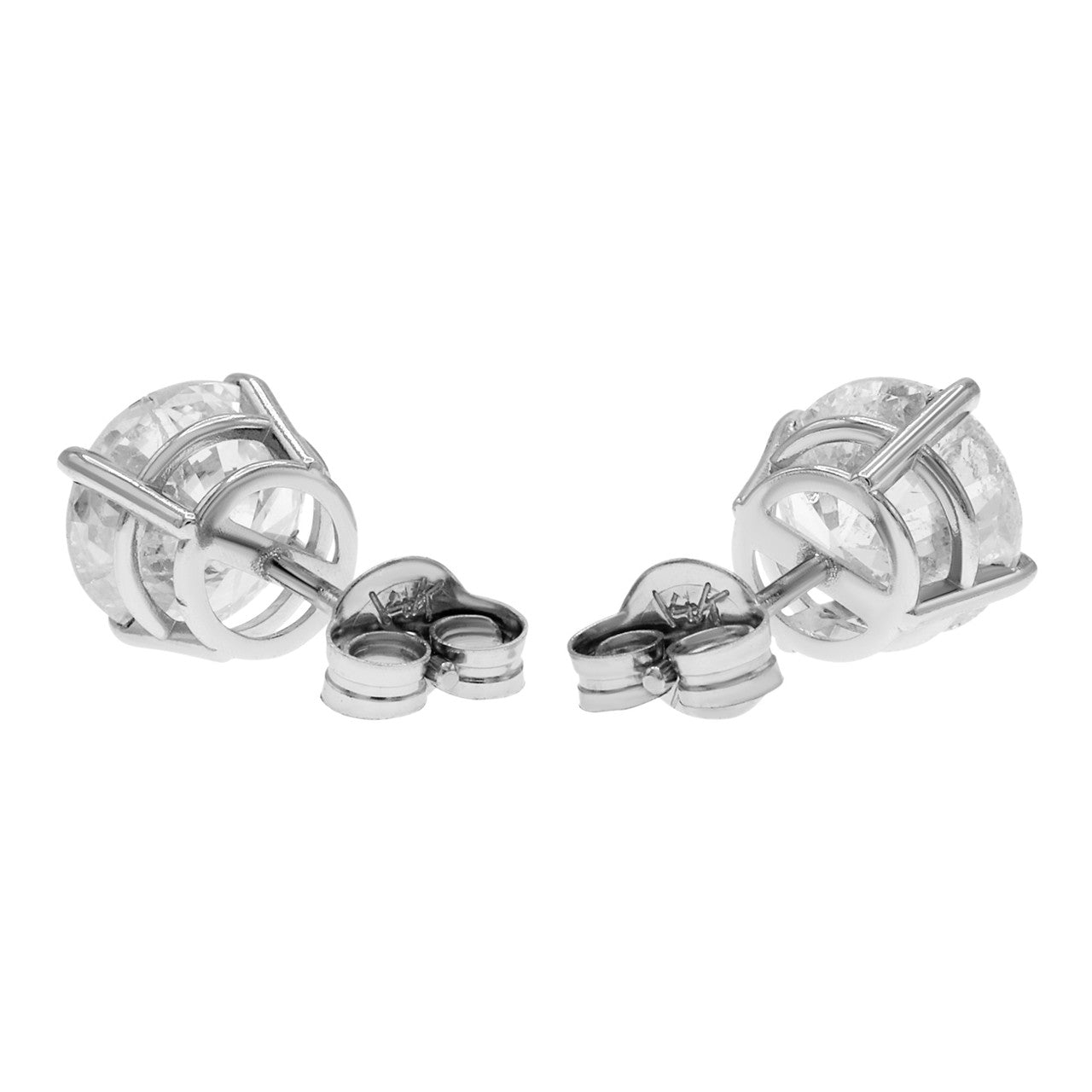 Exclusive 14K White Gold 3.26 Carat Diamond Stud Earrings — Side View