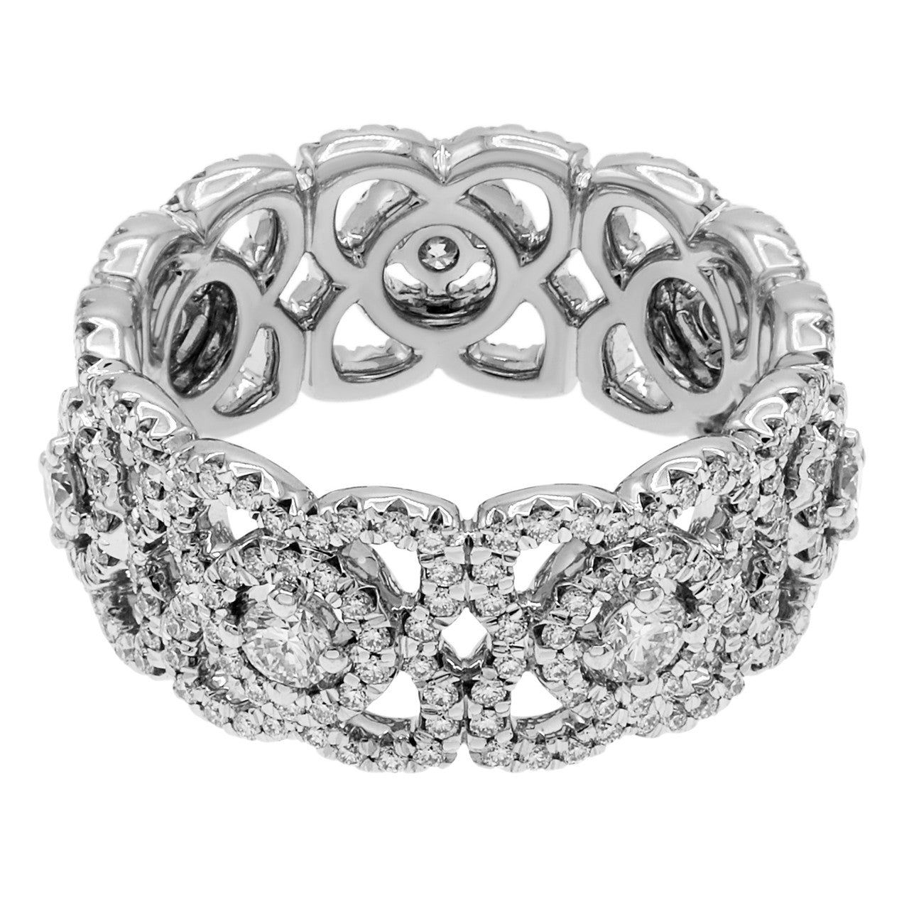 Exclusive De Beers 18K White Gold Diamond Enchanted Lotus Band — Side View