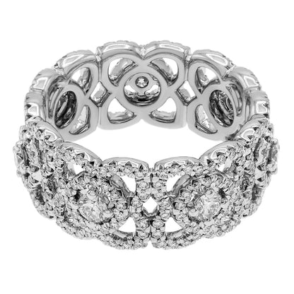 Exclusive De Beers 18K White Gold Diamond Enchanted Lotus Band — Side View