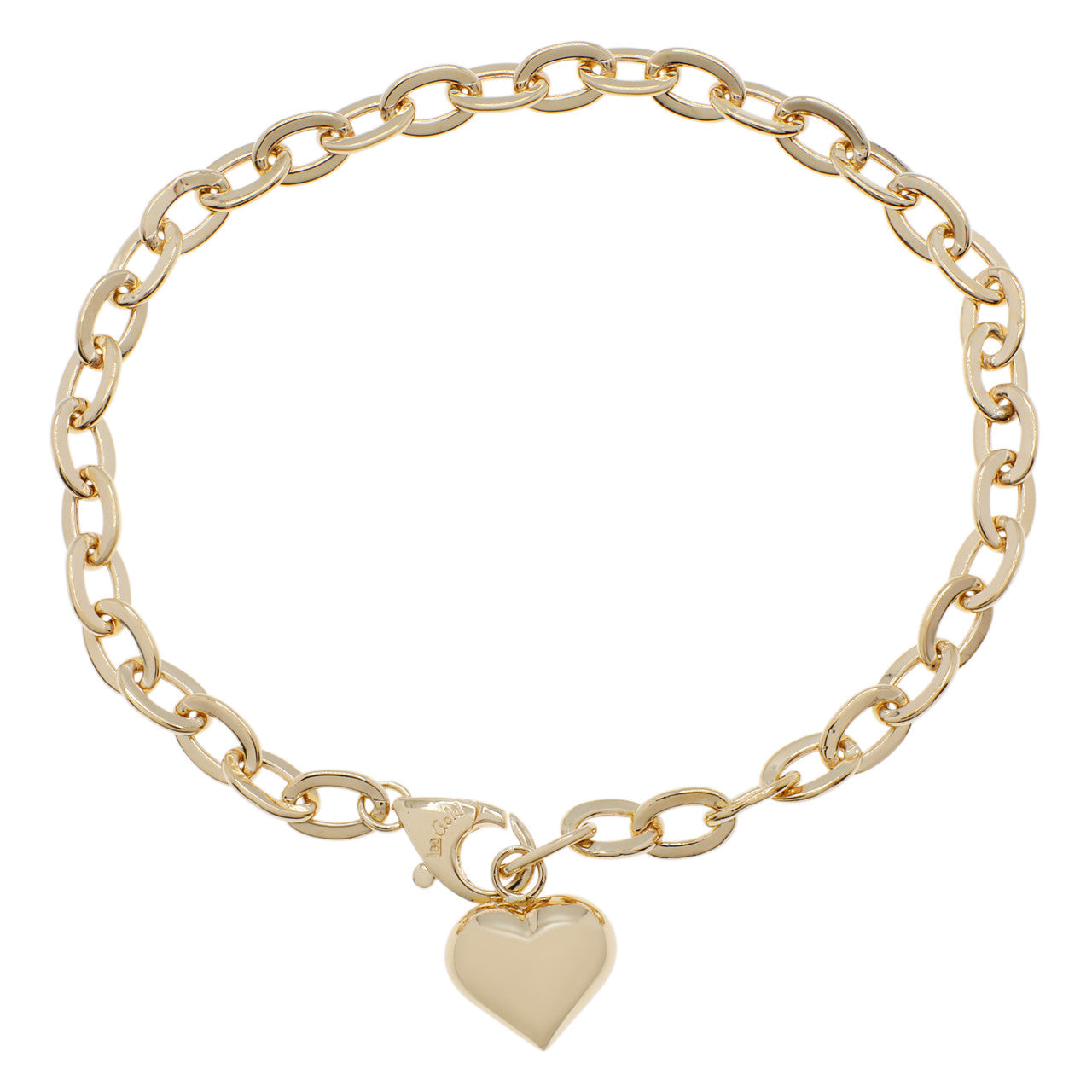 Exclusive 18K Yellow Gold Heart Charm Link Bracelet — Front View