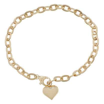 Exclusive 18K Yellow Gold Heart Charm Link Bracelet — Front View