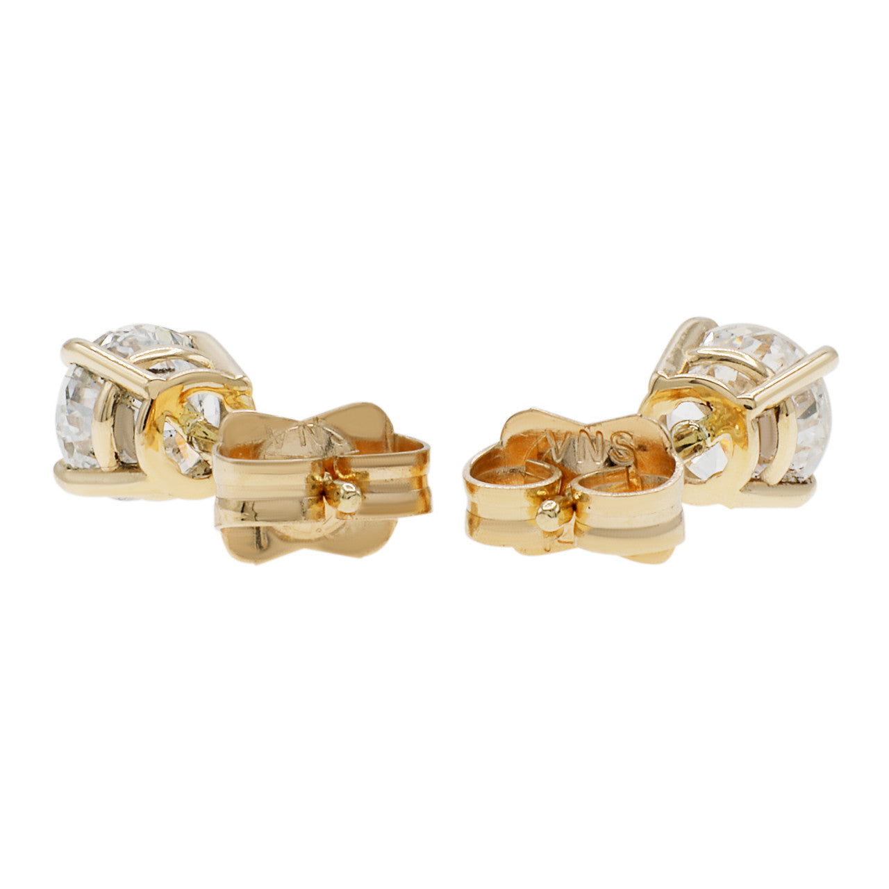 Exclusive 14K Yellow Gold 0.78 Carat Diamond Stud Earrings — Side View