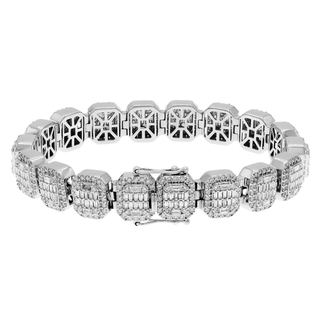 Exclusive 14K White Gold 6.96 Carat Octagonal Diamond Bracelet — Side View