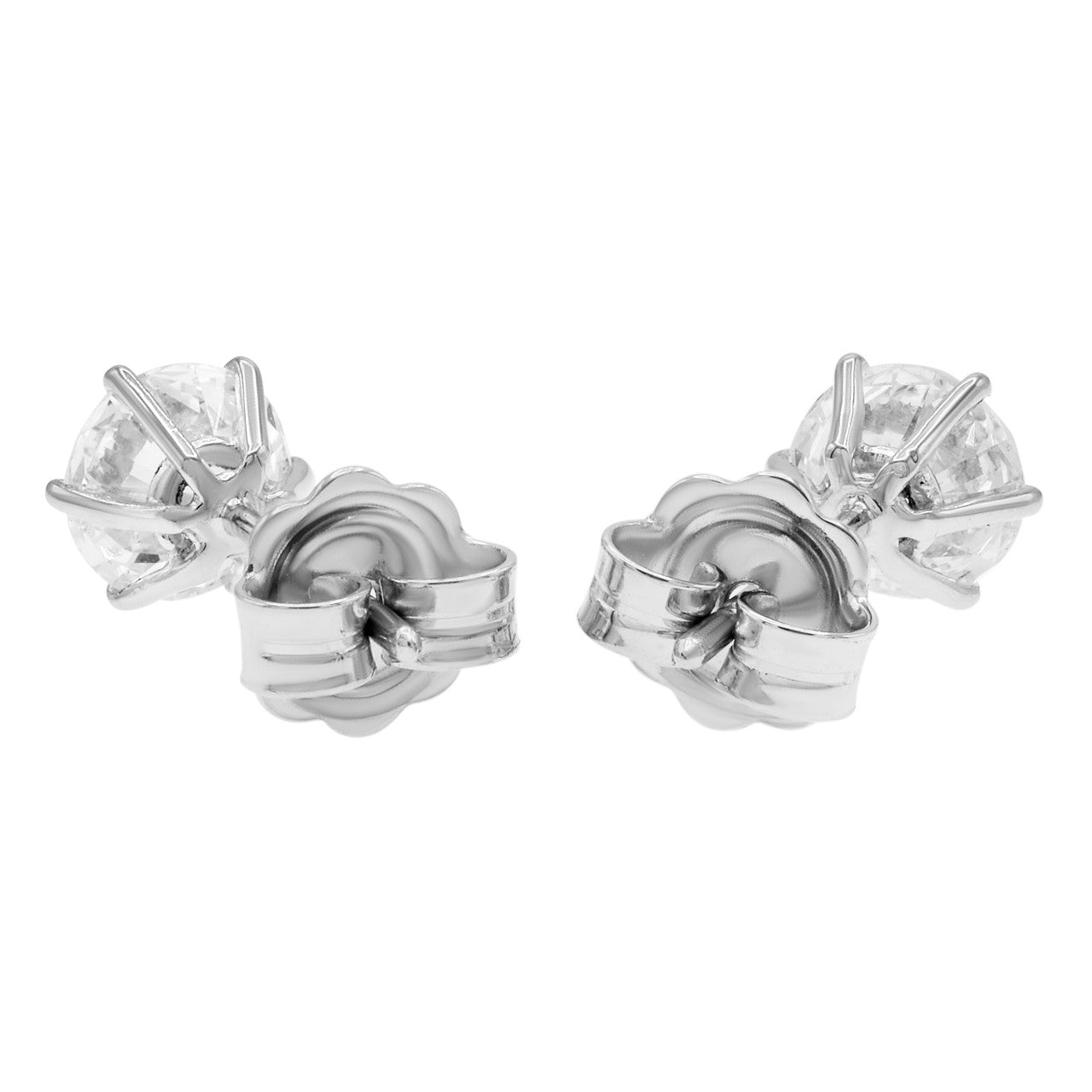Exclusive 18K White Gold 2.00 Carat Diamond Stud Earrings — Side View