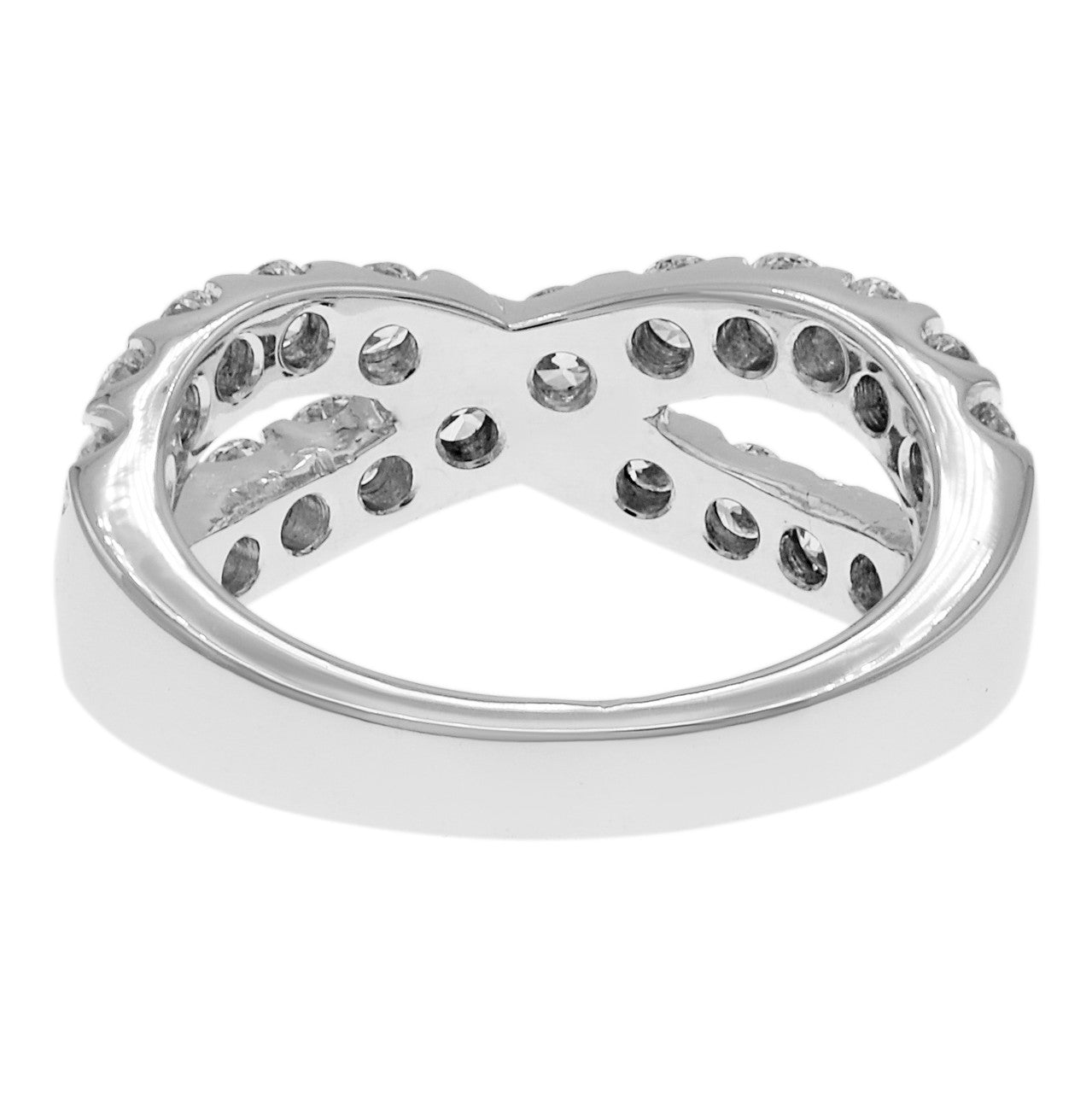 Exclusive 18K White Gold 1.10 Carat Diamond Crossover Ring — 3.75 — Side View
