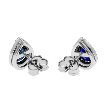 Exclusive 18K White Gold 3.08 Carat Sapphire Diamond Earrings — Side View