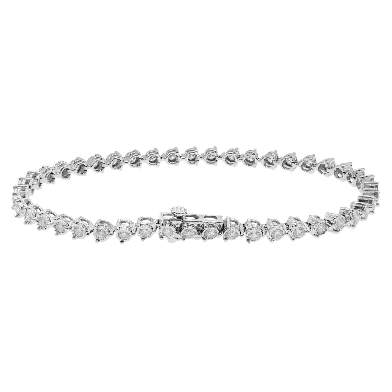 Exclusive 14K White Gold 2.02 Carat Diamond Tennis Bracelet — Back View