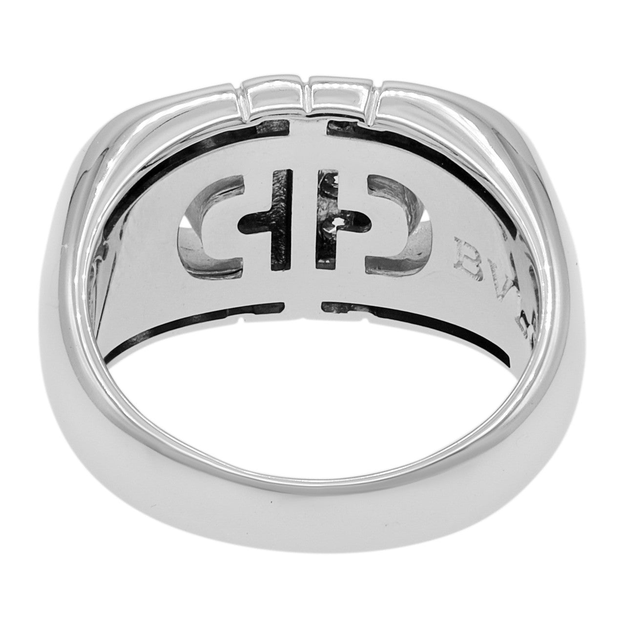 Exclusive Bulgari 18K White Gold Diamond Parentesi Ring — Back View
