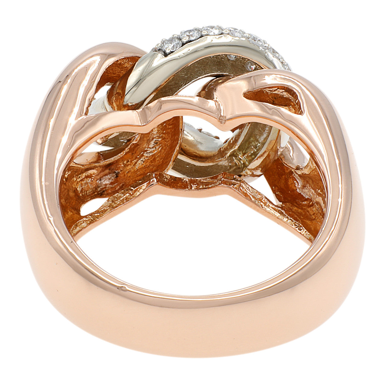 Exclusive 18K Rose Gold 0.76 Carat Diamond Link Ring — 5 — Back View