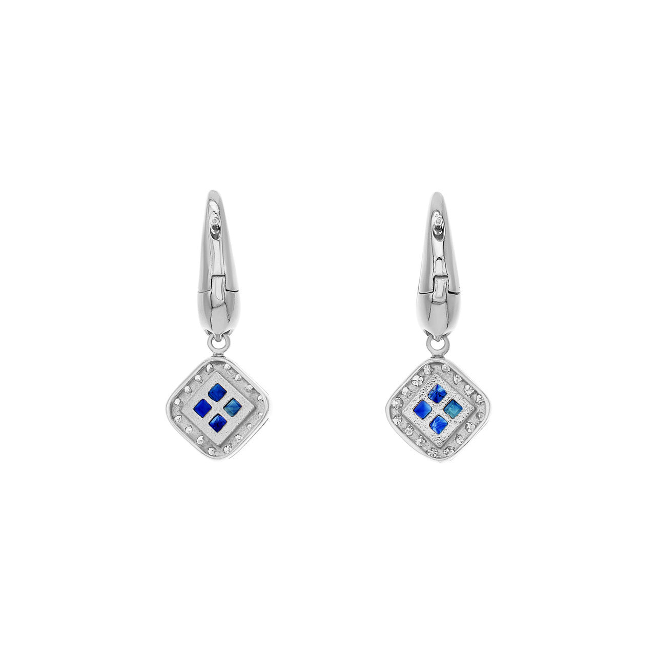 Exclusive 18K White Gold 0.96 Carat Sapphire Earrings — Side View