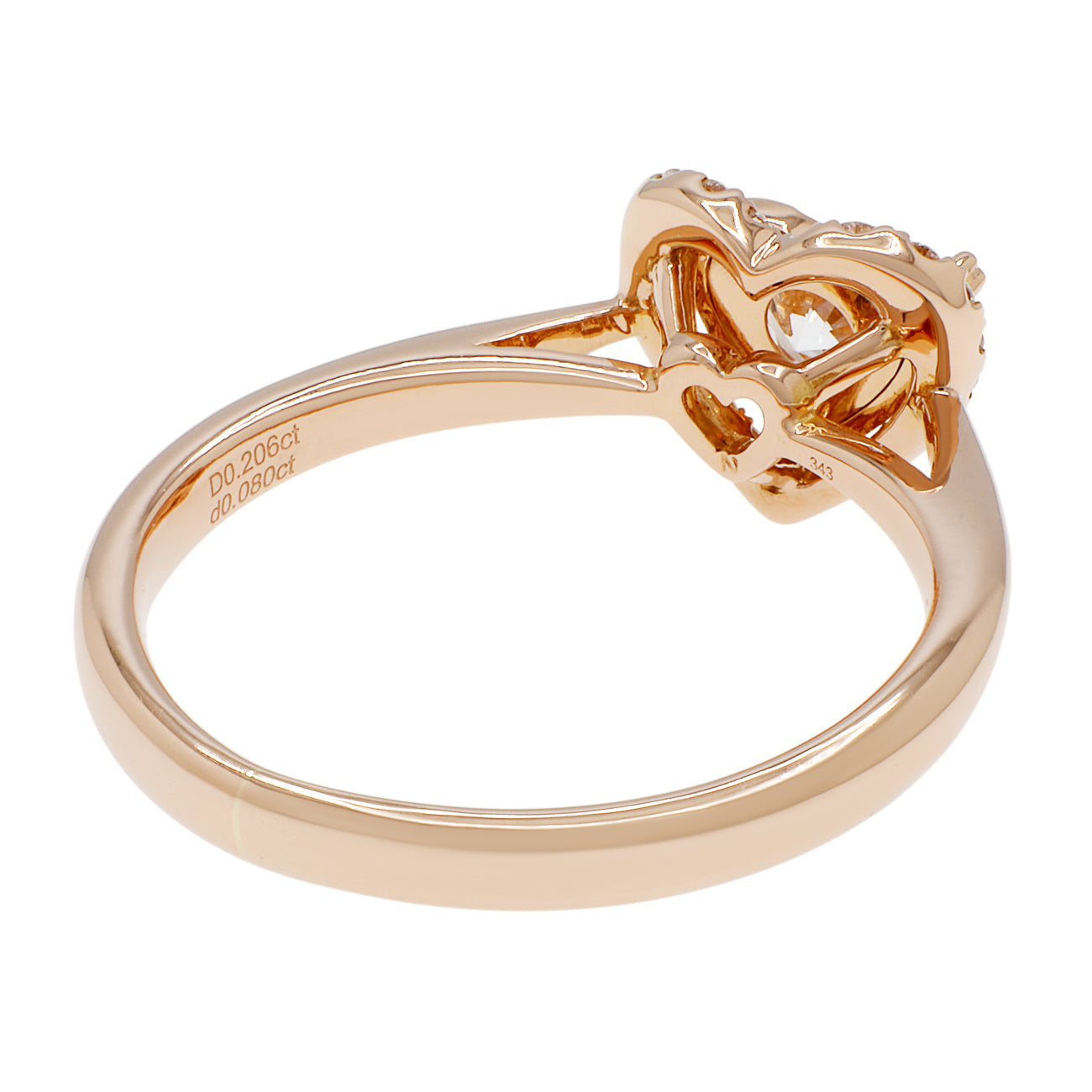 Exclusive 18K Rose Gold Diamond Heart Ring — 3.25 — Back View