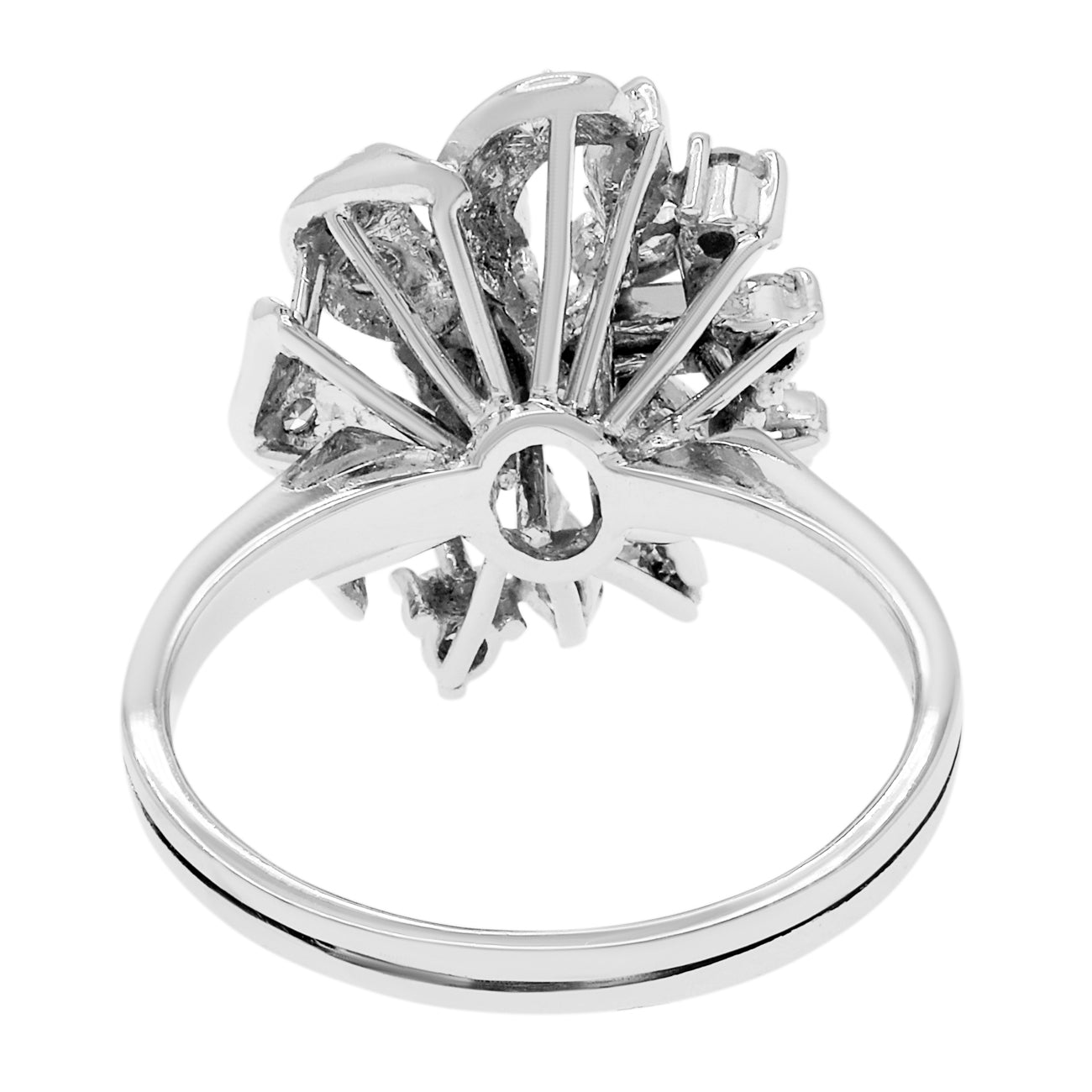 Exclusive 14K White Gold 0.74 Carat Cluster Ring — 3 — Back View