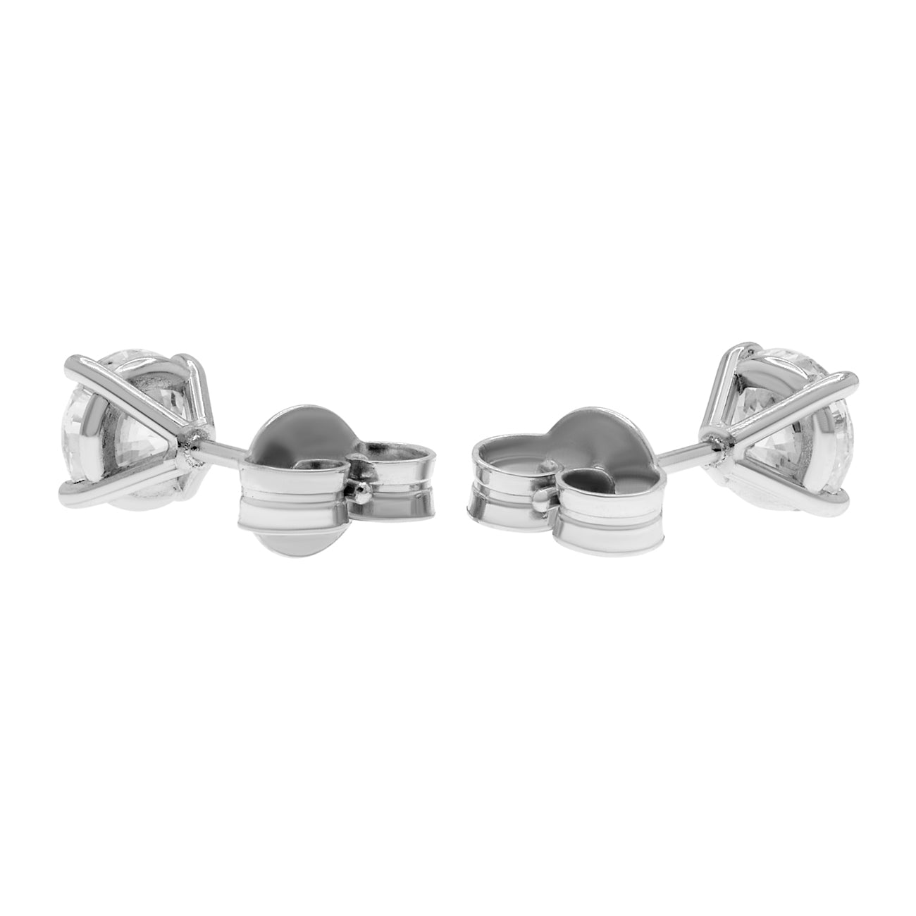 Exclusive 18K White Gold 1.27 Carat Diamond Stud Earrings — Side View