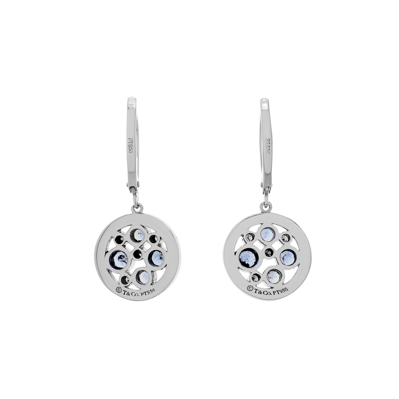 Exclusive Tiffany & Co. Platinum Diamond Sapphire Cobblestone Earrings — Side View