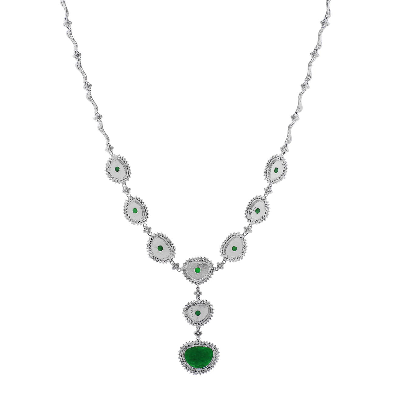 Exclusive 14K White Gold Jadeite Lavaliere Necklace — Side View