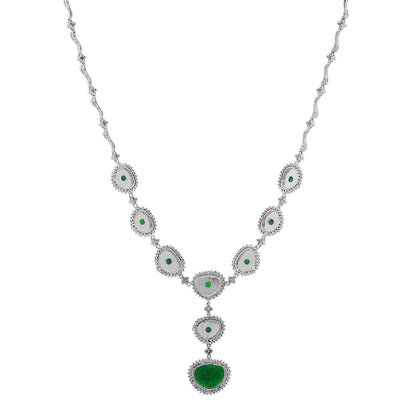 Exclusive 14K White Gold Jadeite Lavaliere Necklace — Side View